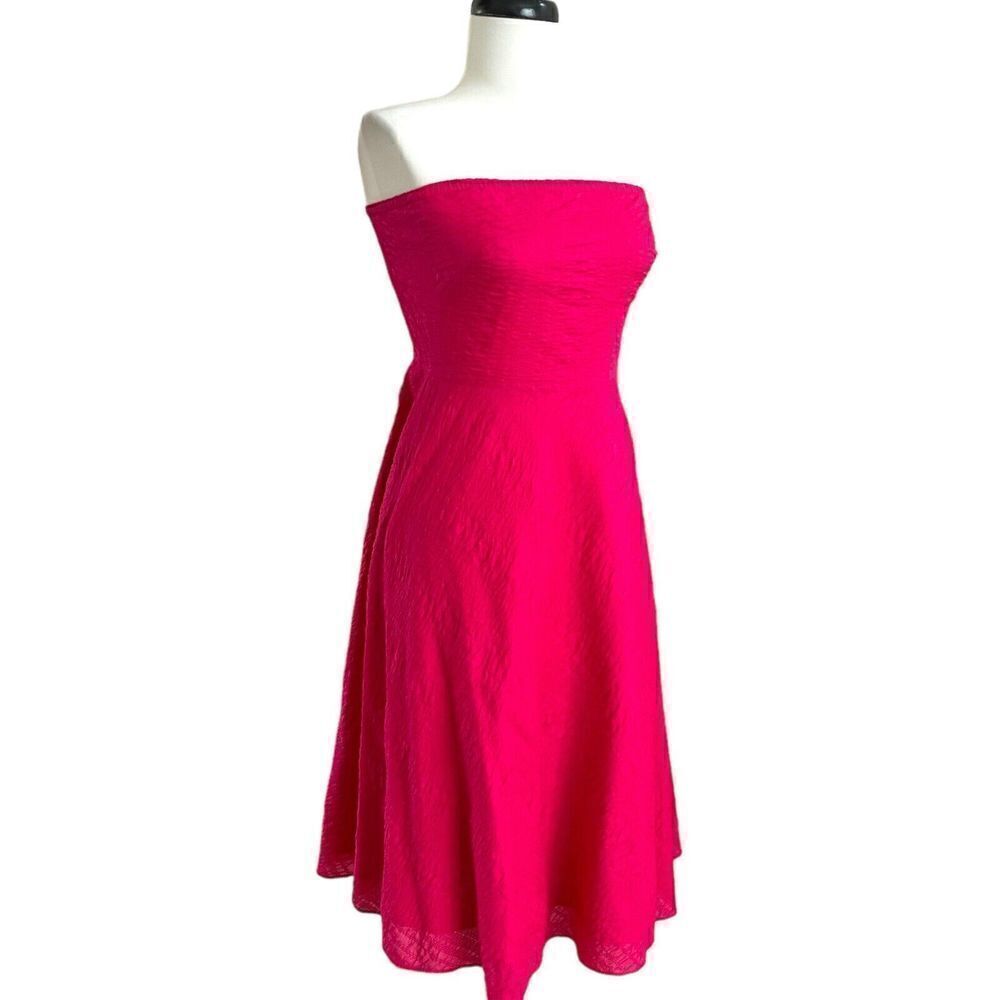 J Crew Textured Midi Strapless Dress Size 4 Pink